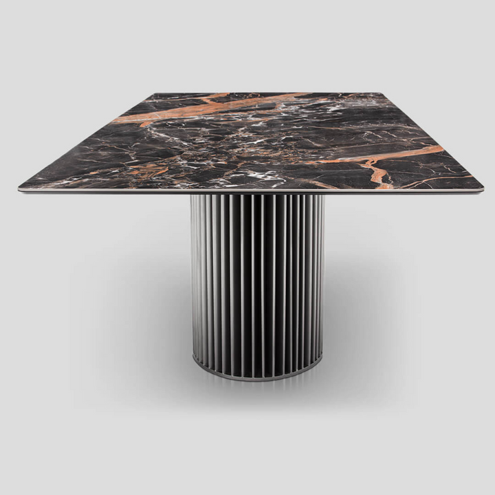 Straight top view of Lily console table, highlighting sleek surface and modern minimalist design