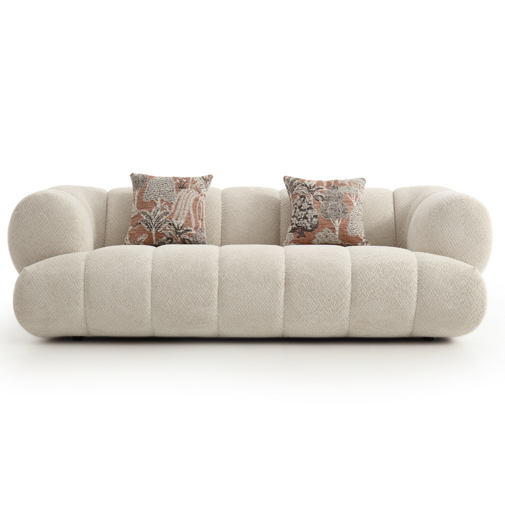 Front view of Luma Cloud sofa – customized luxury seating with plush cushions and modern comfortable design.