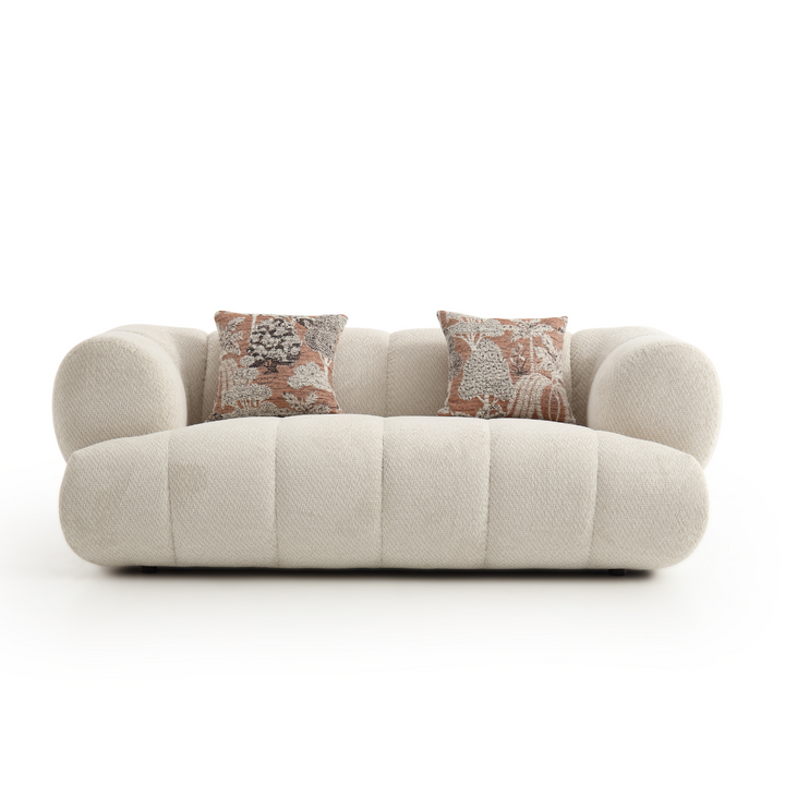 Front view of Luma Cloud sofa – customized luxury seating with plush cushions and modern comfortable design.