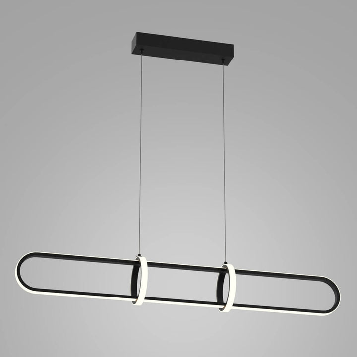 Luminex LED bar pendant light with sleek black finish, featuring minimalist linear design and soft ambient glow for modern spaces