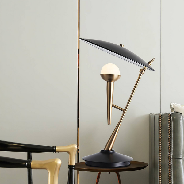 Lumino microphone-shaped modern bedside table lamp, sleek contemporary design with ambient light