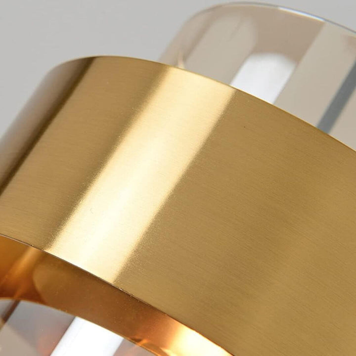 Close-up detail view of Lumos chandelier light in Australia, showcasing refined craftsmanship and modern lighting elements