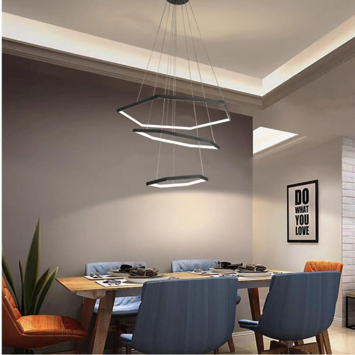 Luster 1139 modern ceiling light installed in a living room, delivering warm ambient lighting with a sleek contemporary design