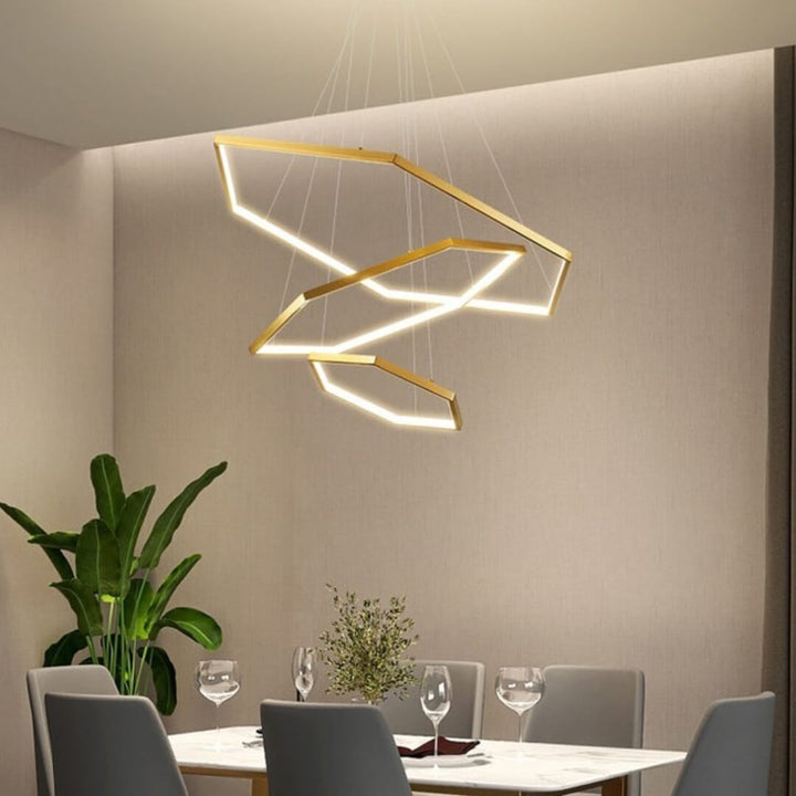 Luster 1139 modern ceiling light installed in a living room, delivering warm ambient lighting with a sleek contemporary design