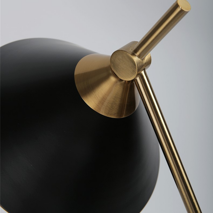 Back side view of lustrous modern table lamp showing sleek design