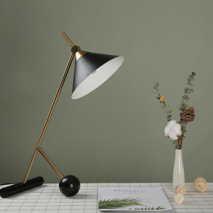 Elegant modern table lamp with shiny lustrous surface for interior lighting