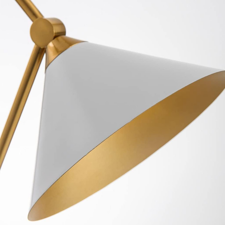 Detailed view of lamp head on lustrous modern table lamp