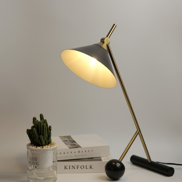 Contemporary lustrous table lamp featuring elegant design