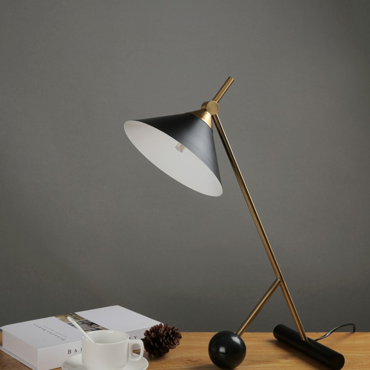 Stylish lustrous table lamp on table for elegant home lighting