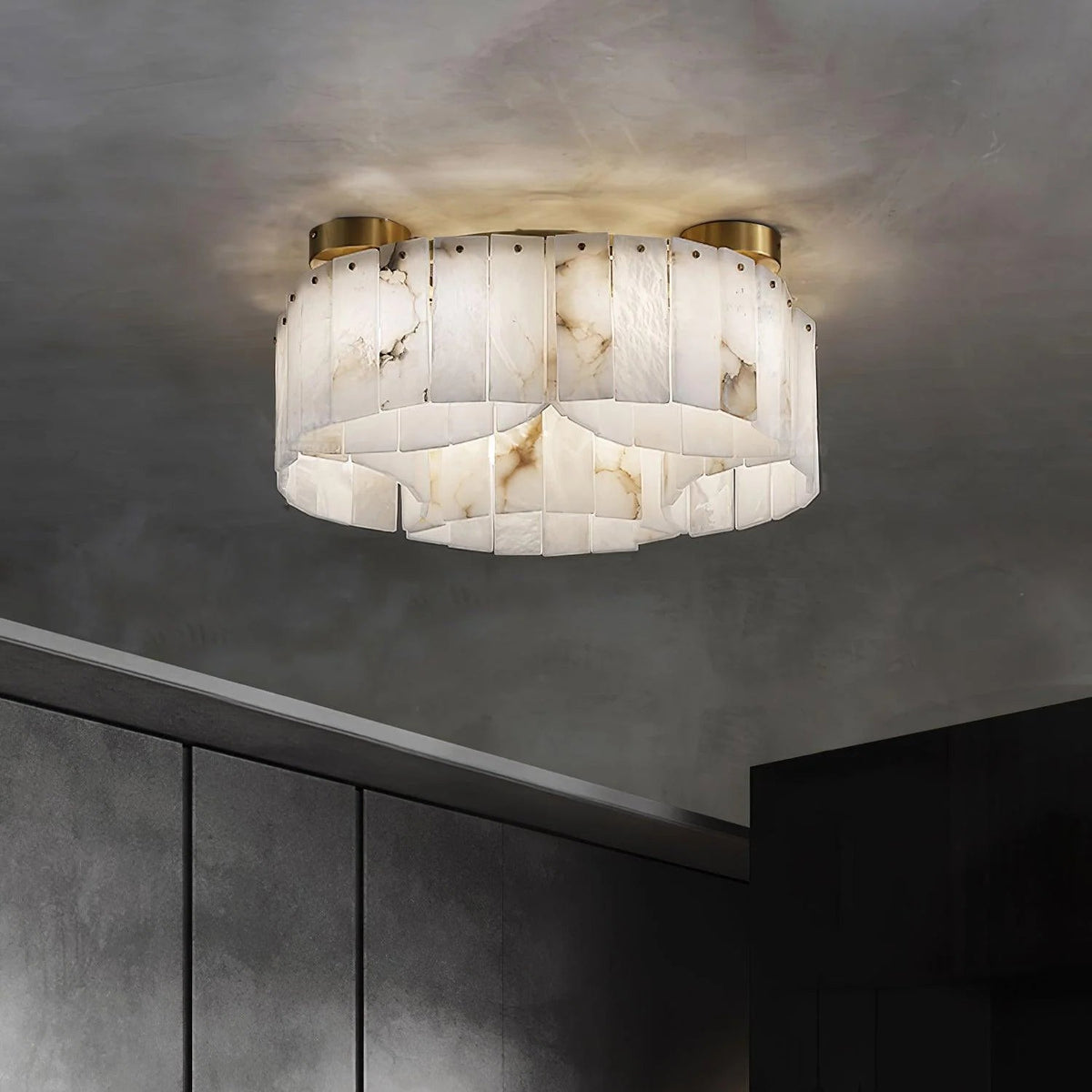 Luxe Alabaster Brass Ceiling Lamp - Pre Order