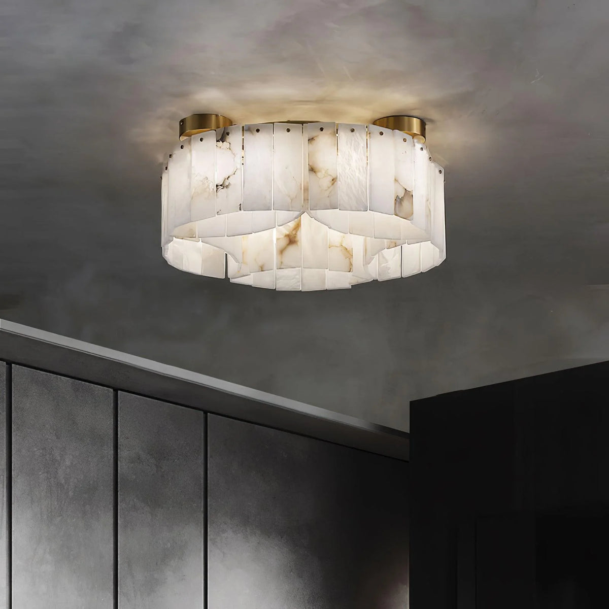 Luxe Alabaster Brass Ceiling Lamp - Pre Order