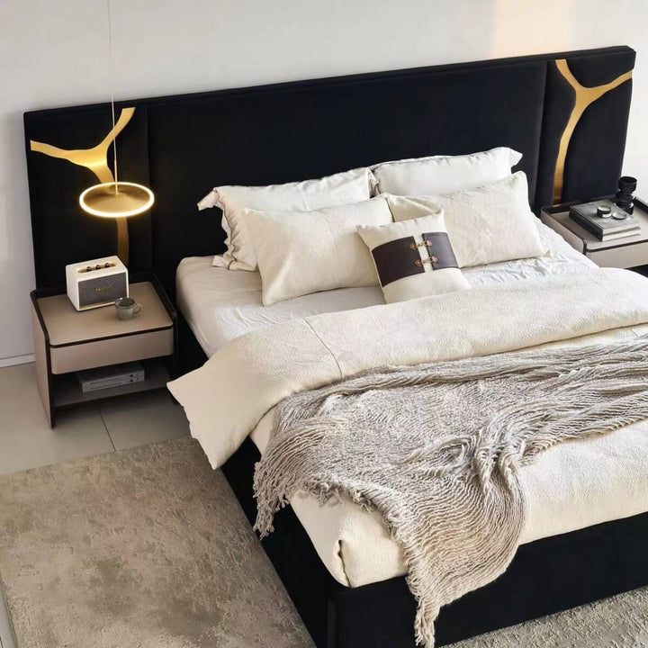 Top view of Luxx bed design in an elegant interior – showcasing plush bedding, sleek frame, and harmonious bedroom layout