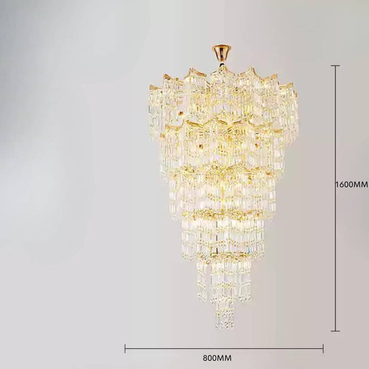 Luxx designer chandelier hanging in elegant interior with luxurious decor