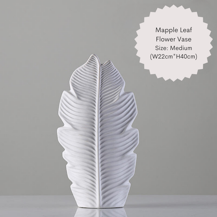 Stylish large maple leaf flower vase (W22cm by H40cm) for tabletop display