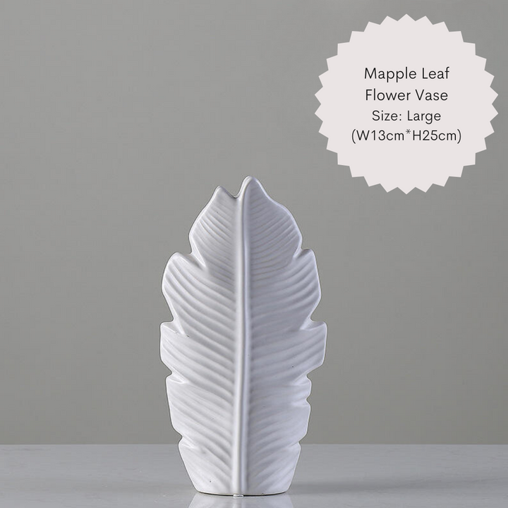 Elegant large maple leaf design flower vase measuring 13cm width and 25cm height