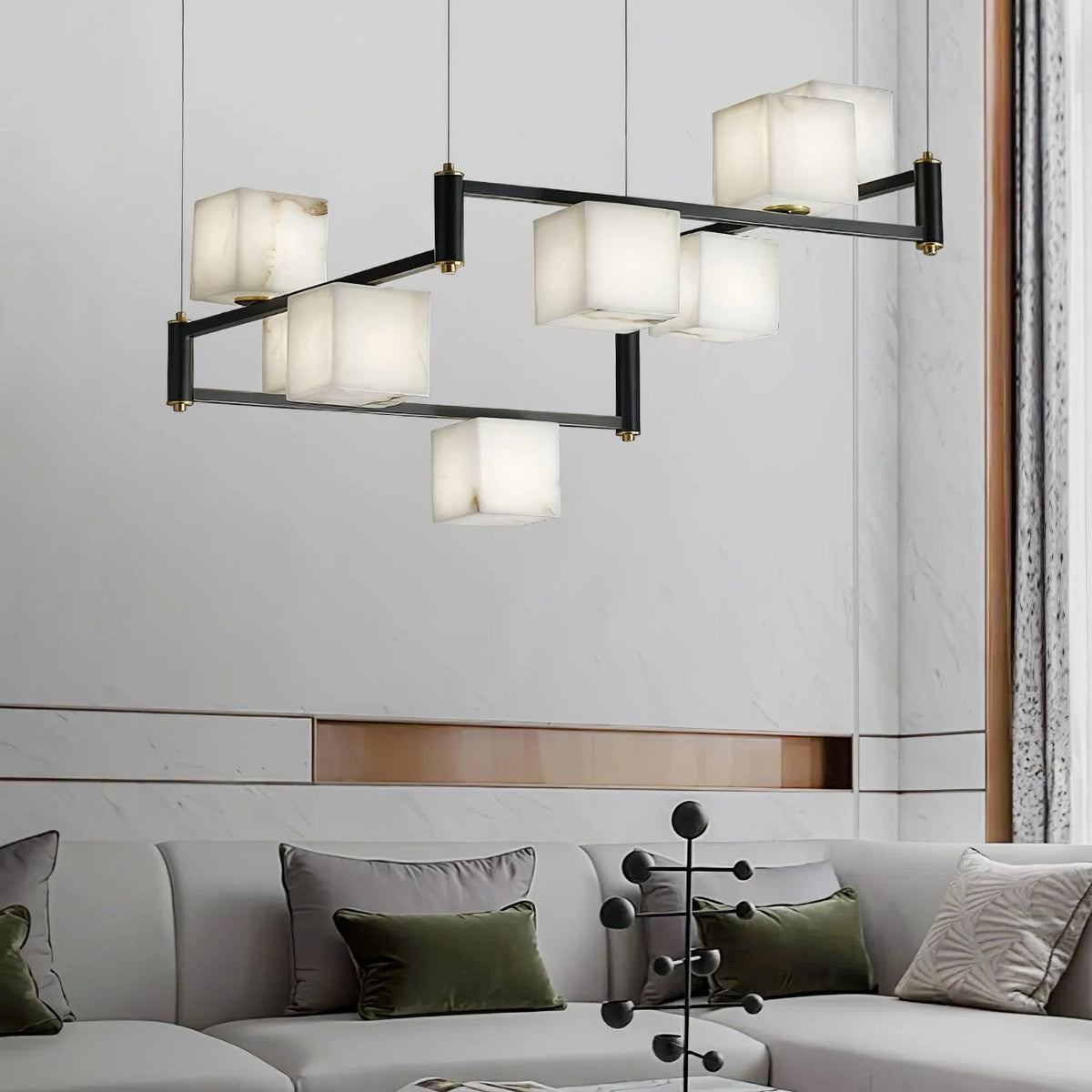 Alabaster Square Box Chandelier - Pre Order