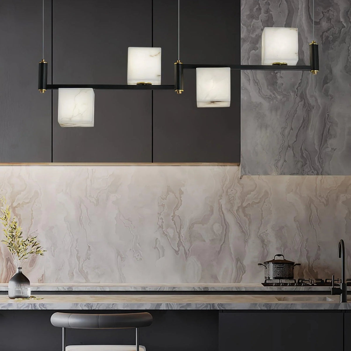 Alabaster Square Box Chandelier - Pre Order