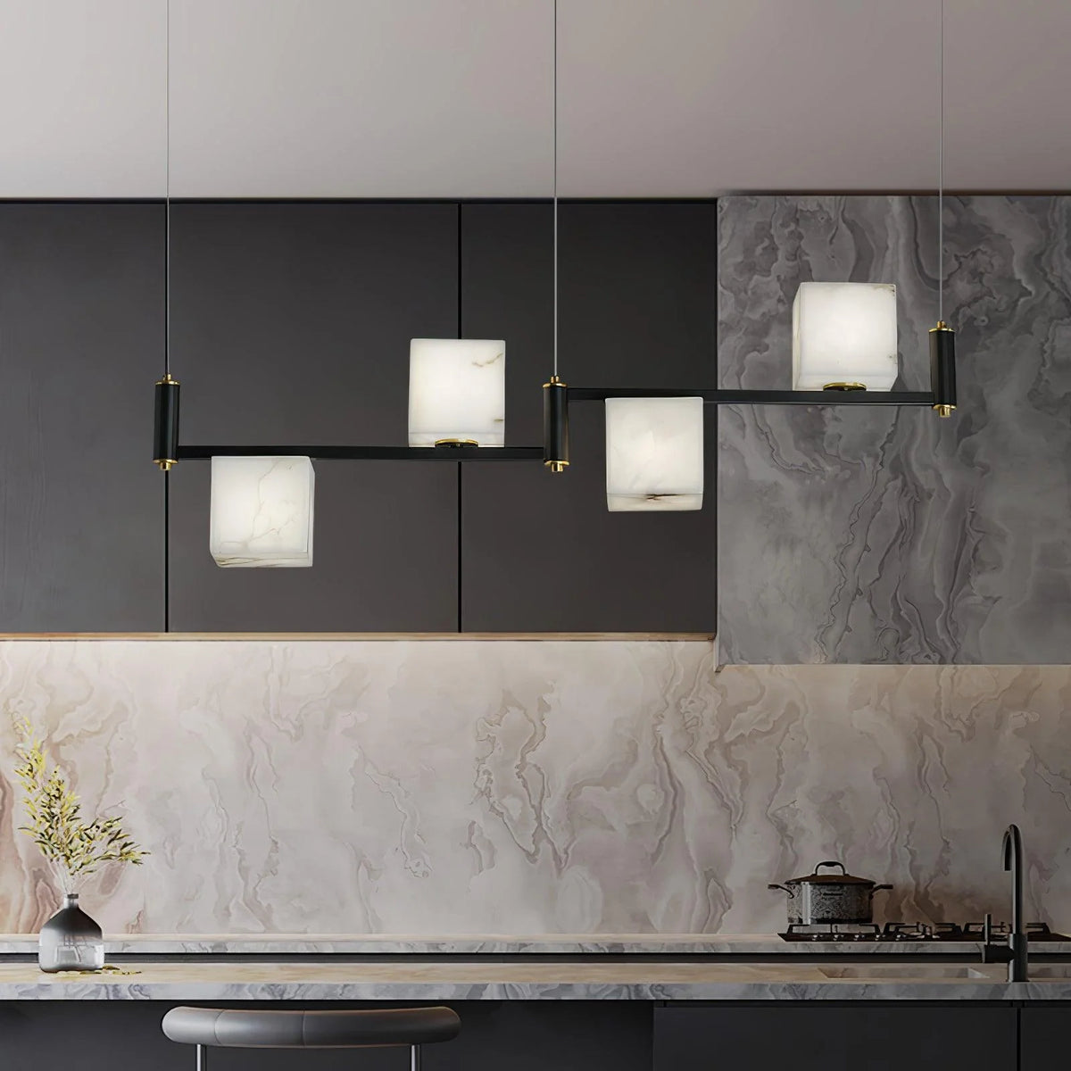 Alabaster Square Box Chandelier - Pre Order