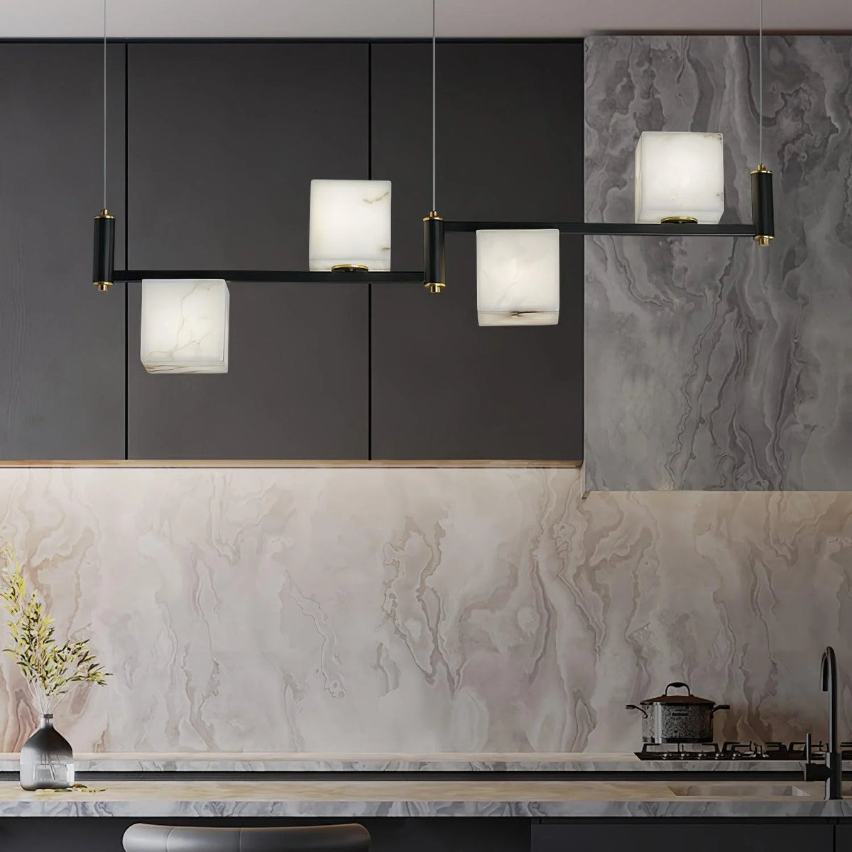 Alabaster Square Box Chandelier - Pre Order