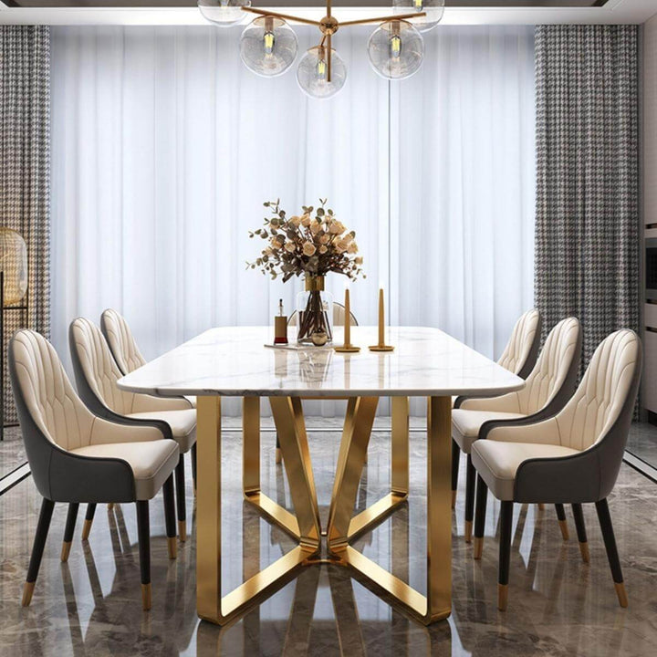 Marblelite rectangular dining table in an elegant Australian interior with sleek modern marble finish