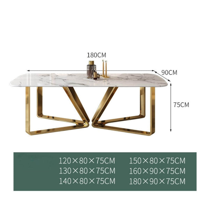 Marblelite rectangular dining table with visible dimensions in elegant Australian modern interior