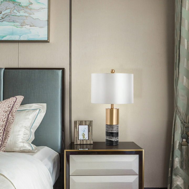 Elegant Marmar bedside table lamp with solid marble base for cozy bedroom decor