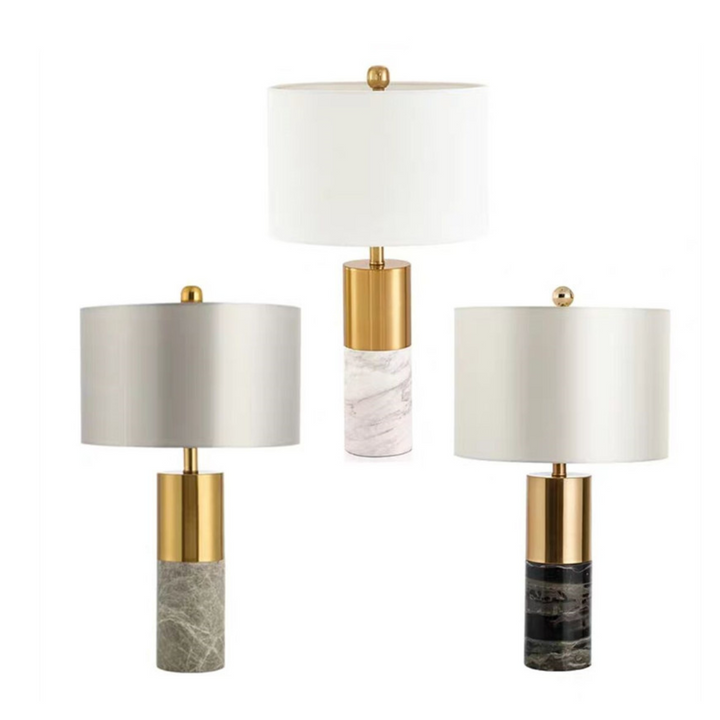 Three-color variation of Marmar marble-based table lamp for versatile home decor