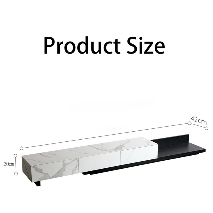 Media Heaven extendable TV unit with product size details, sleek design for elegant living rooms