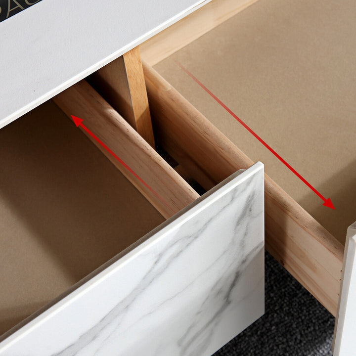 Media Heaven extendable TV unit with drawer open, showcasing storage and elegant interior design