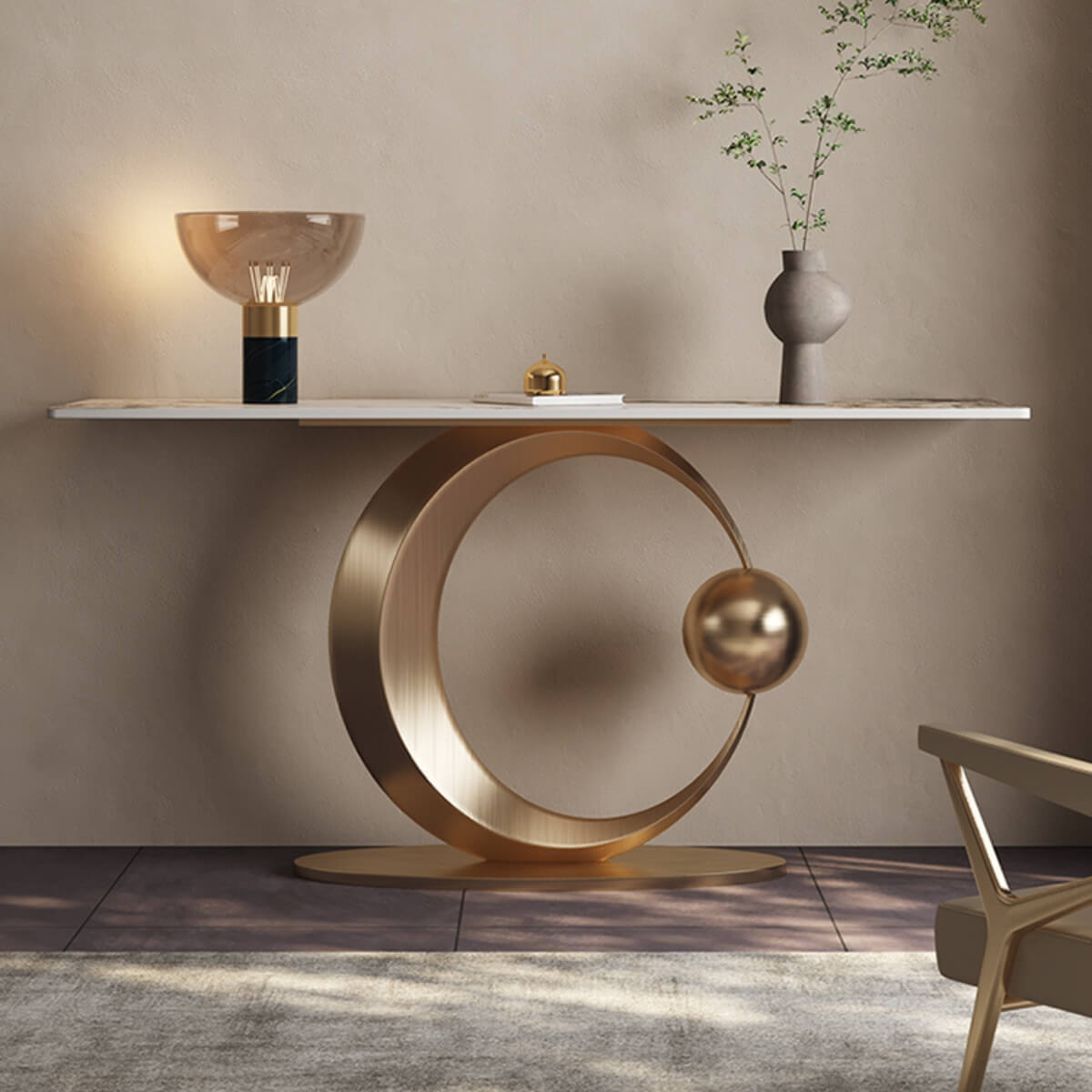 Front view of Monument console table showcasing sleek design in elegant Australian interior