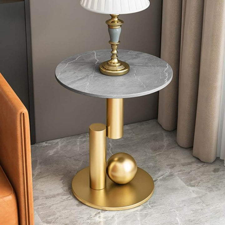 Close-up view of Monument modern side table stand highlighting sleek design and fine finish