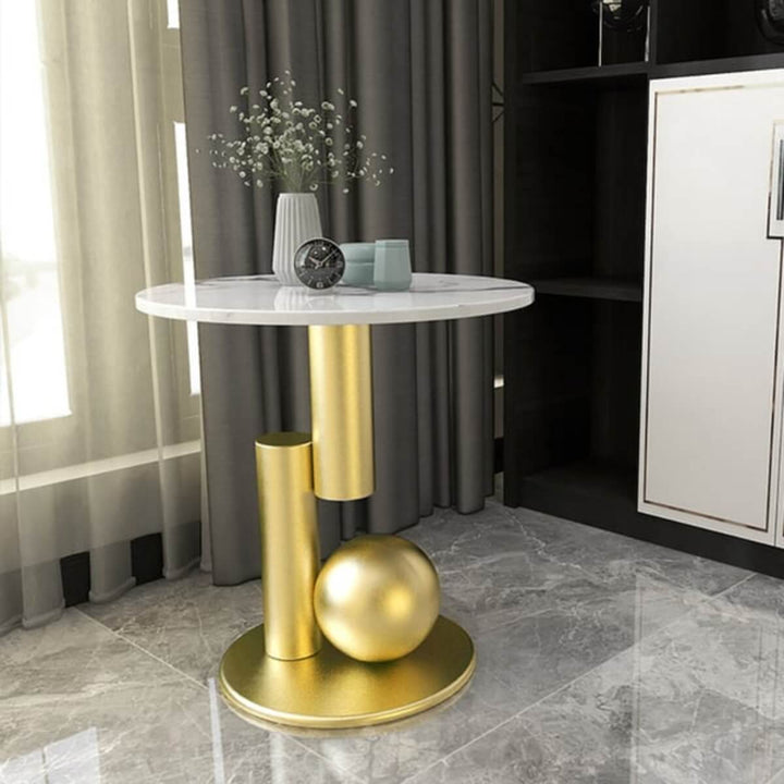 Front view of Monument modern side table showcasing sleek design in elegant Australian dining room
