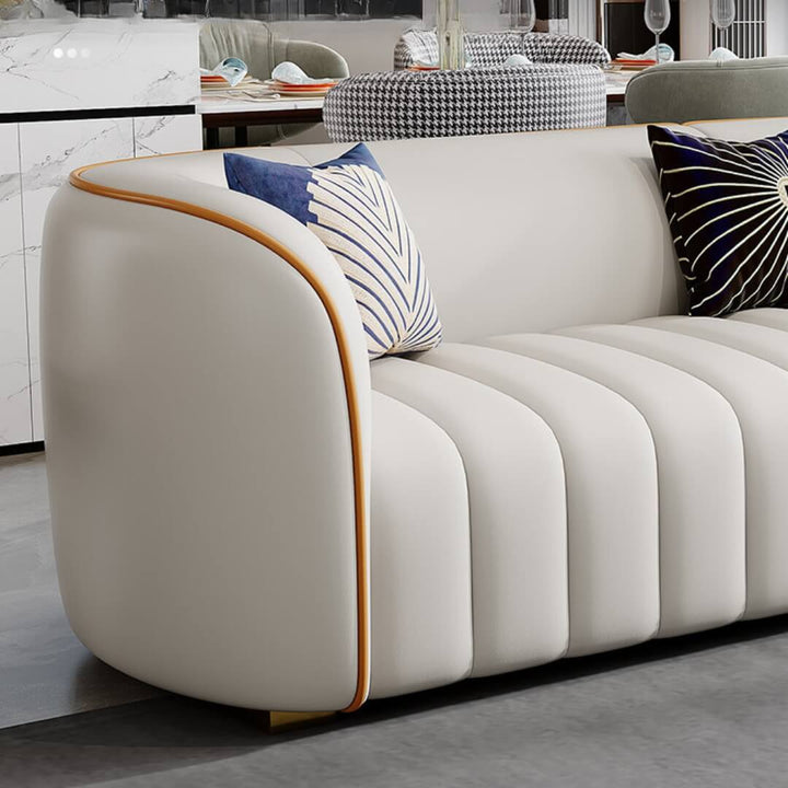 Elegant Napoleon leather sofa angled left, perfect for modern stylish living room interiors