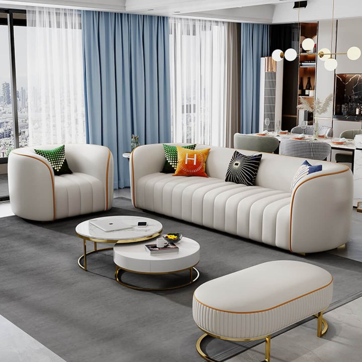 Napoleon leather sofa in elegant interior, featuring classic design with luxurious leather upholstery