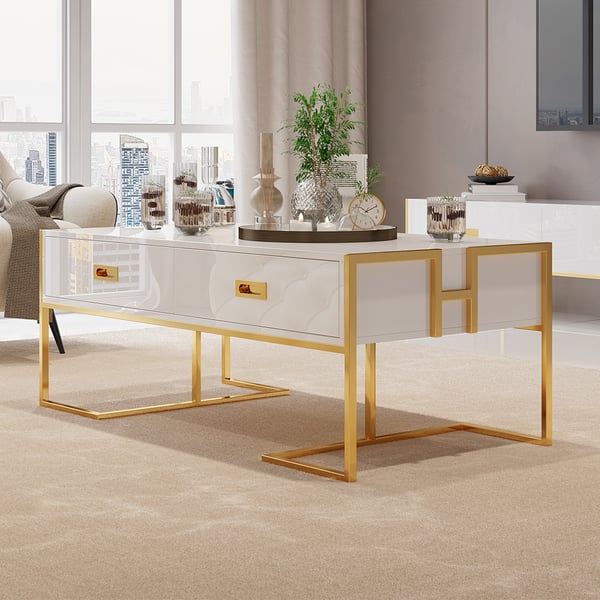 ikki white coffee table with modern minimalist design, ideal for stylish and functional living rooms