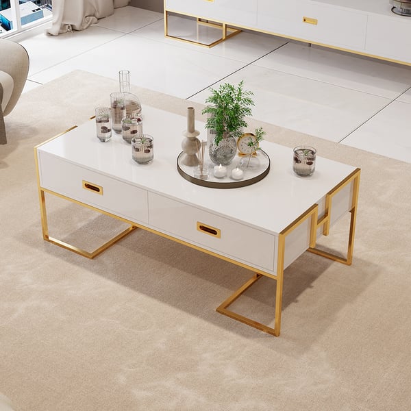 Nikki white coffee table, modern minimalist design perfect for stylish living room interiors