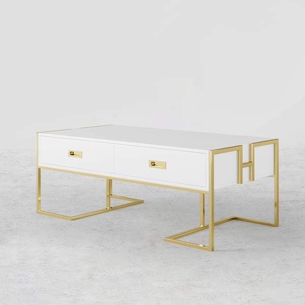 Nikki white coffee table with minimalist modern design, perfect for stylish and functional living spaces