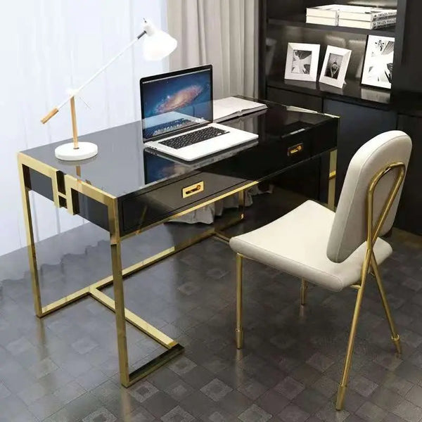 Niki Office Desk Glass Top & Steel Frame | Elegant Interior