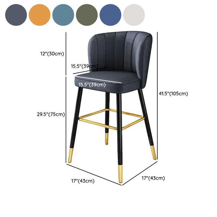 Dimension diagram of Noah bar stools by Elegant Interior – detailed measurements for height, width, and seat size with various colour.