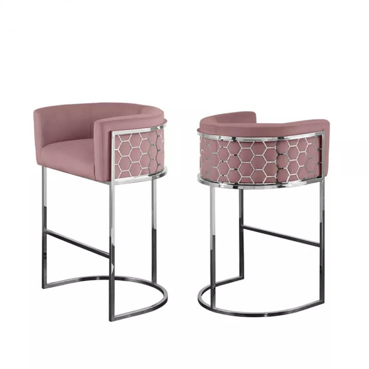 Scandinavian-style bar stool featuring sleek metal steel legs and minimalist seat design