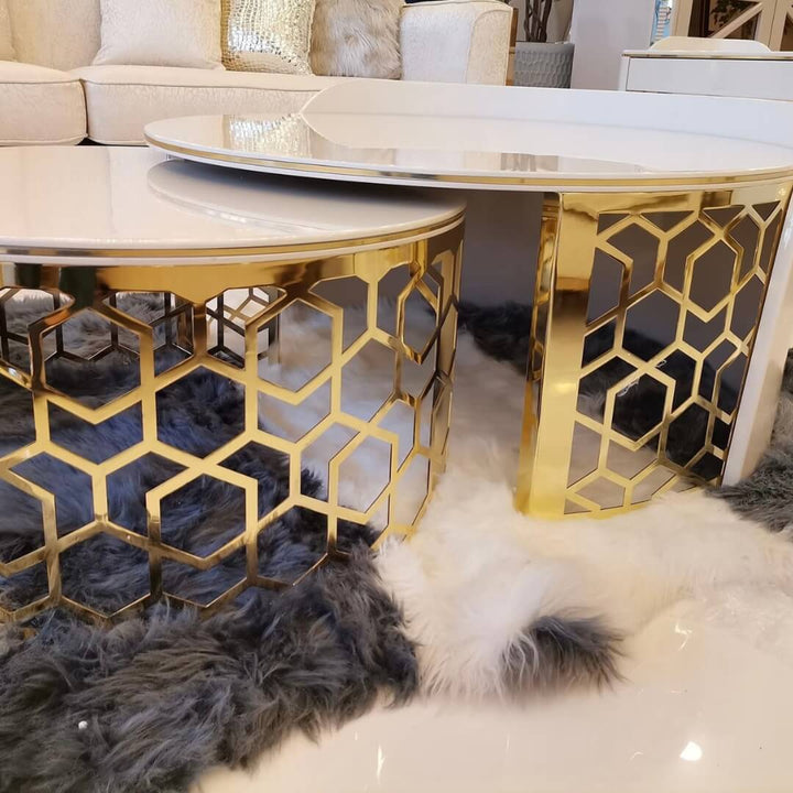 Detailed shot of Scandinavian-style coffee table in a modern interior setting