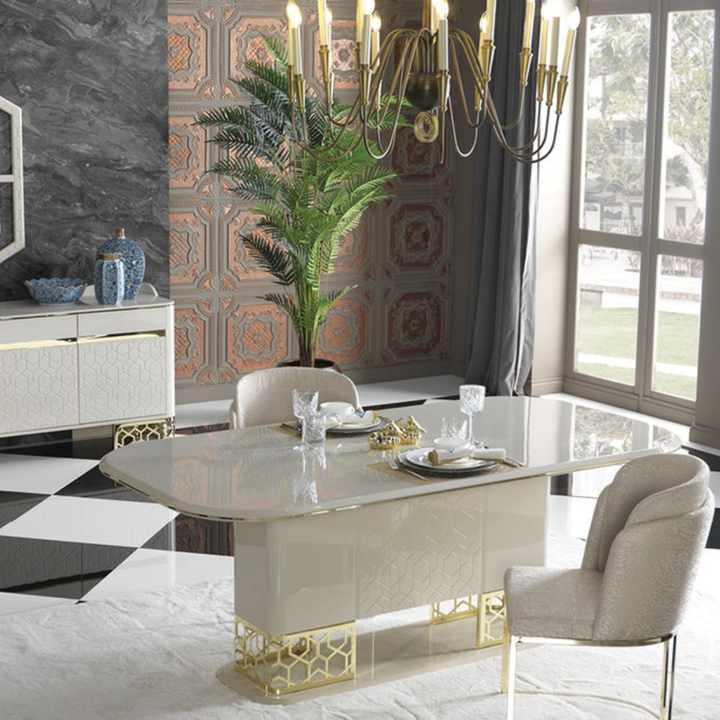 Right view of Nordic dining table, showcasing sleek minimalist design and natural wood finish