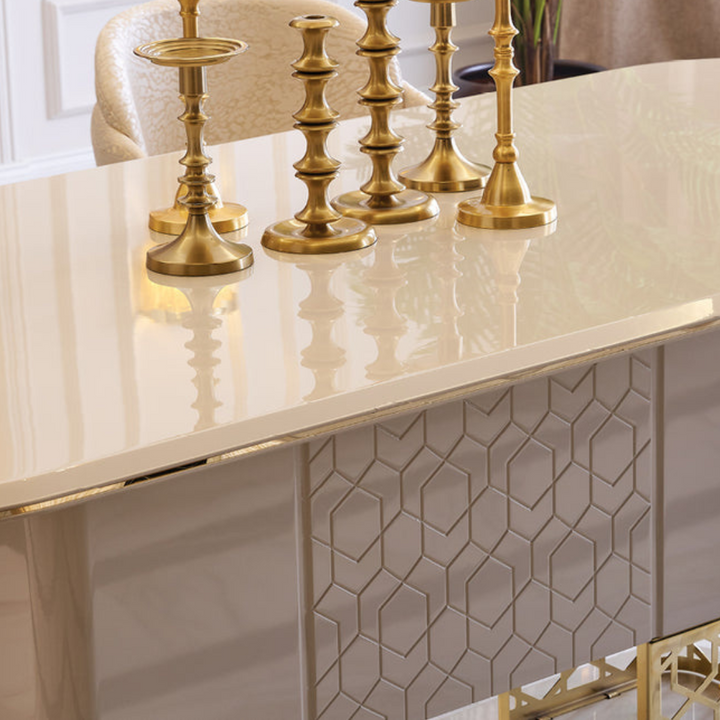 Detailed view of Nordic dining table, highlighting craftsmanship and natural wood grain finish