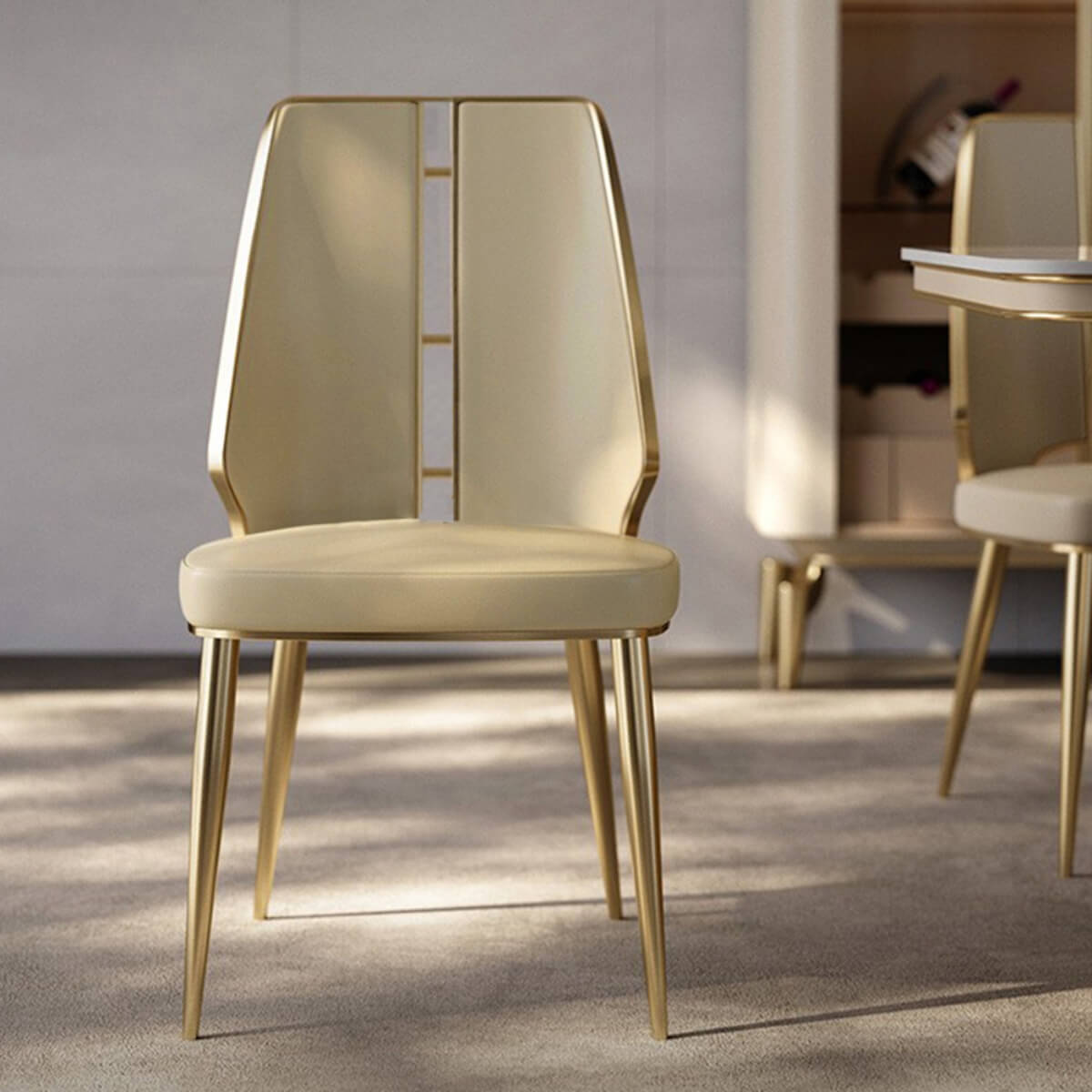 Nordic style elegant dining chair with minimalist design and comfortable seating, perfect for modern interior dining spaces