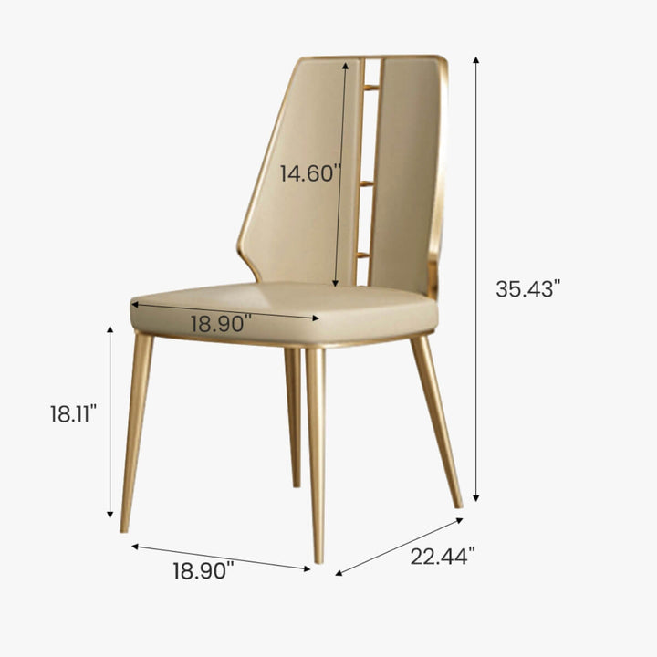 Dimension details of Nordic elegant interior dining chair, showing height, width, and depth measurements for modern dining furniture