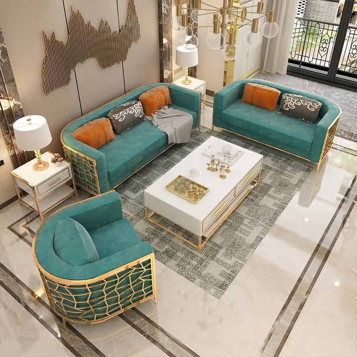  Nordic sofa featuring breathable cotton linen fabric in stylish living room