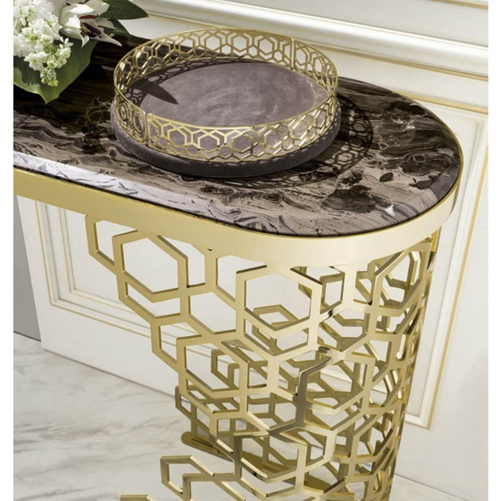 Craftsmanship detail of Scandinavian-style console table in modern interior