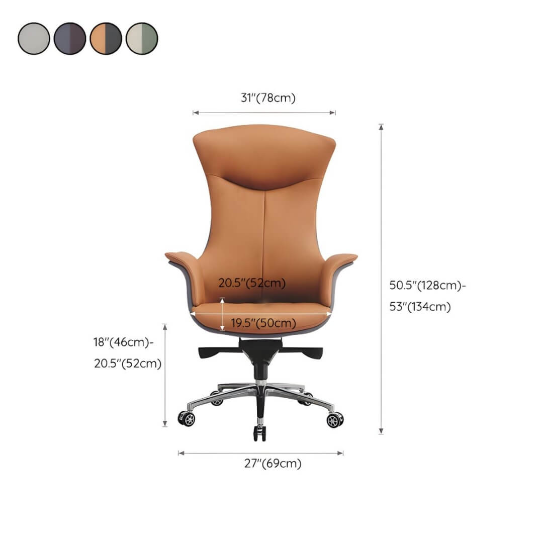 Front view of ergonomic office chair with elegant black upholstery and adjustable armrests