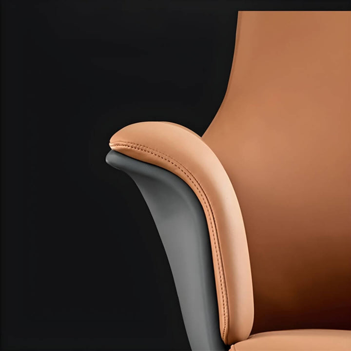 Left side view of ergonomic office chair with sleek black upholstery and adjustable settings