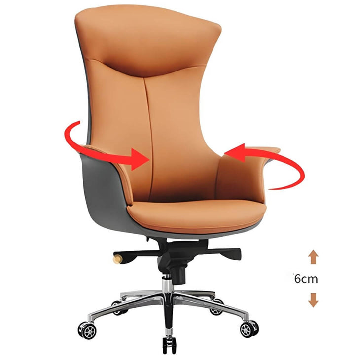 Office chair with adjustable height feature allowing 6cm up and down rotation for personalized comfort